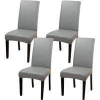 Housses de Chaise en PU Protecteur de Chaise en Cuir Stretch Artificiel Housses de siège universelles, Gris, 4 piece