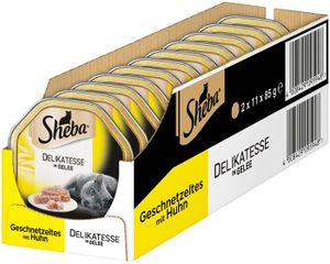 BOITES - PATÉES Sheba Delikatesse Patee pour Chat au Poulet, 22 Sachets (2 x 11 x 85 g)