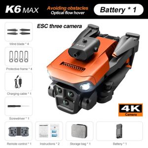 DRONE Orange 1 batterie-Mini Drone K6 Max avec Caméra HD