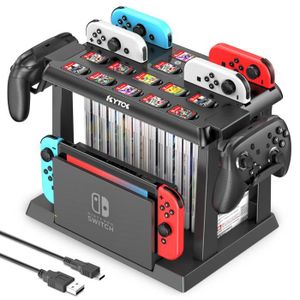 SUPPORT CONSOLE Noir - Tour de Rangement pour Nintendo Switch Joycon, Support de Contrôleur Pro, Station de Charge S6, Charge
