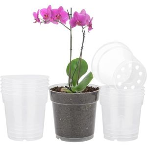 JARDINIÈRE - BAC A FLEUR Lot de 10 pots à orchidées transparents en plastique pour jardin et balcon
