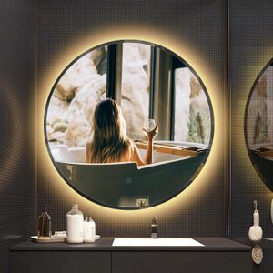 Led Éclairé 70cm Circulaire Miroir Mural Clair avec Désembuage Variateur 