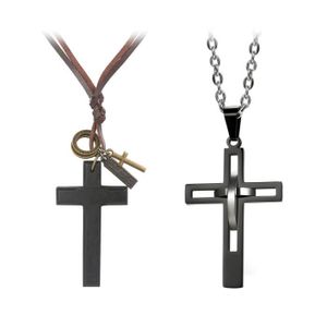 Pendentif crucifix J/ésus Croix latine Pendentif Bois religieux catholique Cadeau religieux Bible Lords pri/ère pour homme femme