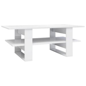 TABLE BASSE Table basse Blanc brillant 110x55x42 cm Aggloméré  HILILAND --LIS POIS: 18.7 ★