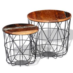 Table Basse Ronde Bois Recycle Achat Vente Pas Cher