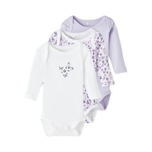 BODY Lot de 3 bodies bébé fille Name it - purple heather