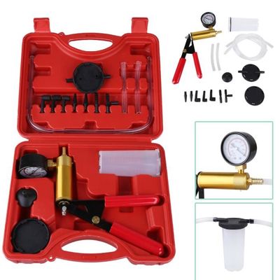 Kit Testeur De Freins 16 Pièces SIXTOL - Pompe à Vide Manuelle, Manomètre - Pour Purge Et Test De Pression (Systèmes Freinage, Capteurs)
