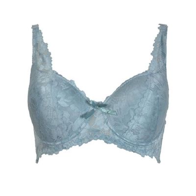 Soutien gorge 85C dentelle bleu push-up décolleté triangle