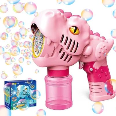 Pistolet à Bulles Dinosaure électrique - 4000+ Bulles/minute - Avec Solution à Bulles - Jouet Enfant 3+ Ans - LED Clignotantes
