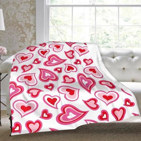 Couverture En Flanelle Douce Double Face,Papillons Et Coeurs D'ornement