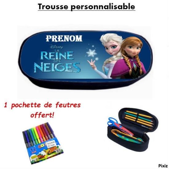 TROUSSE POCHETTE PERSONNALISEE PRENOM REINE DES NEIGES + FEUTRES OFFERT ETRL004 Cdiscount