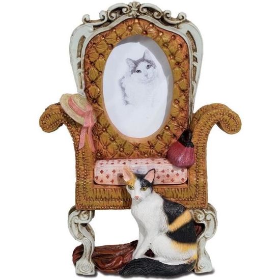 Cadre Photo Figurine Chat Avec Fauteuil Dore Cdiscount Maison