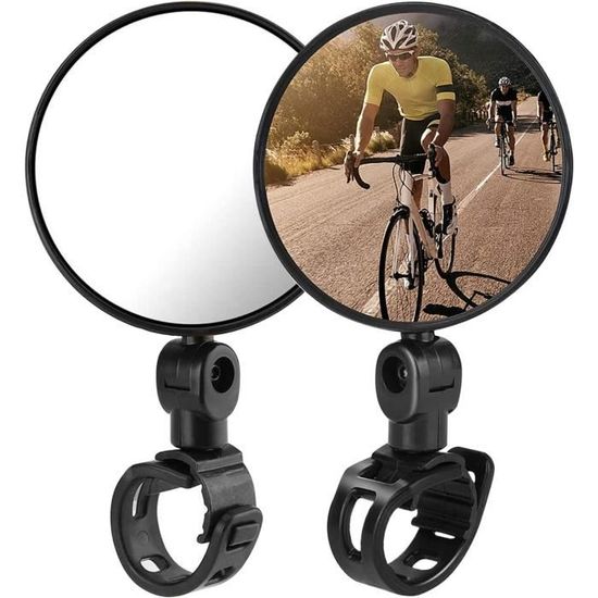 Rétroviseur De Vélo WEST BIKING - Pour Guidon 16-22mm - Miroir Convexe HD Noir - 1 Pièce