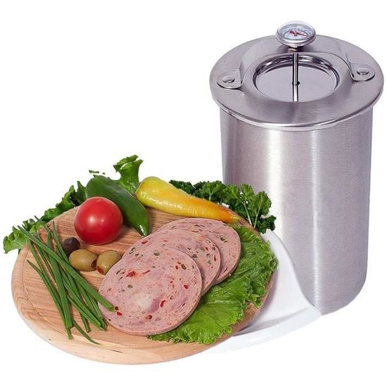 Presse à Jambon Maison JasCherry - Acier Inoxydable Avec Thermomètre, Capacité 1.5kg