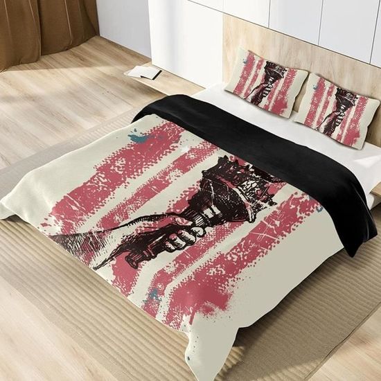 Housse De Couette Géométrique Abstraite 160x200 Cm + 2 Taies 65x65 – Microfibre Brossée Douce – Zippée, Réversible – Déco Chambre Moderne