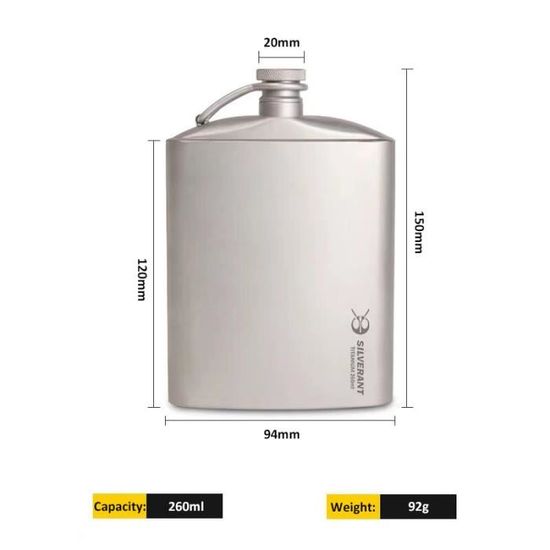 Bouteille Isotherme EDC En Titane – Double Paroi – 300 Ml – Gris – Neuve