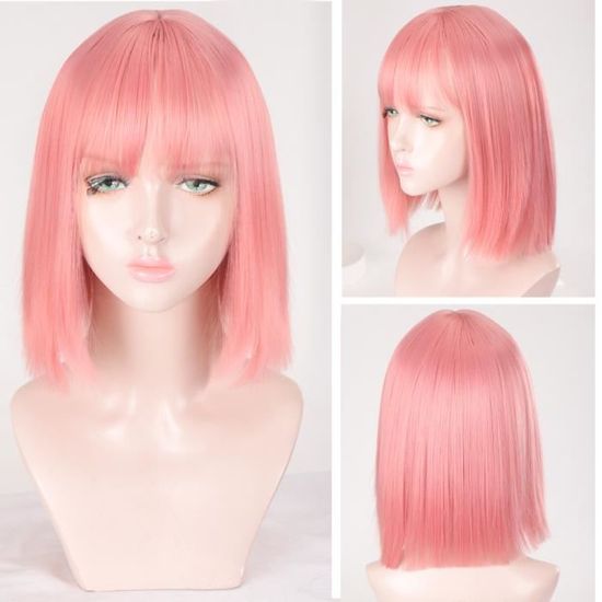 Perruque Courte Synthétique Brune Pixie Avec Frange - Neuf Sans étiquettes, +4 Bonnets