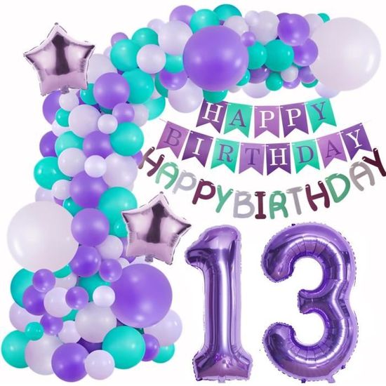 Kit Anniversaire 13 Ans Fille - Écharpe 13 Ans Et Couronne Cristal Or Rose Avec Ballons Et Cake Toppers