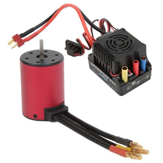 Moteur Brushless 3650 4300KV + ESC 60A Étanche + Carte Programmation - Combo Pour Voiture RC 1/8 1/10