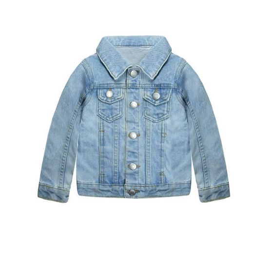 Gilet En Jean Pour Fille KIDSCOOL SPACE - Taille 2-3 Ans à 7-8 Ans, Dentelle Devant, Doublure Coton, Lavage Pierre