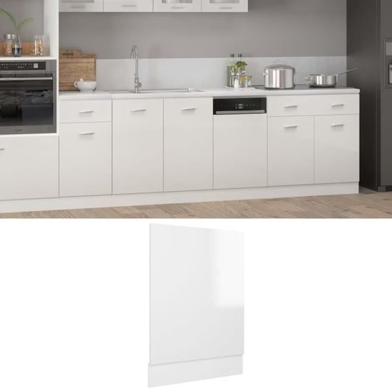 7543•Idéal•Panneau de lave-vaisselle BUFFET DE CUISINE Meuble de cuisine,Placard Blanc brillant 45x3x67 cm Meuble Multifonction Buff
