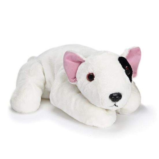 Peluche Chien 30 Cm Blanc Et Oeil Noir