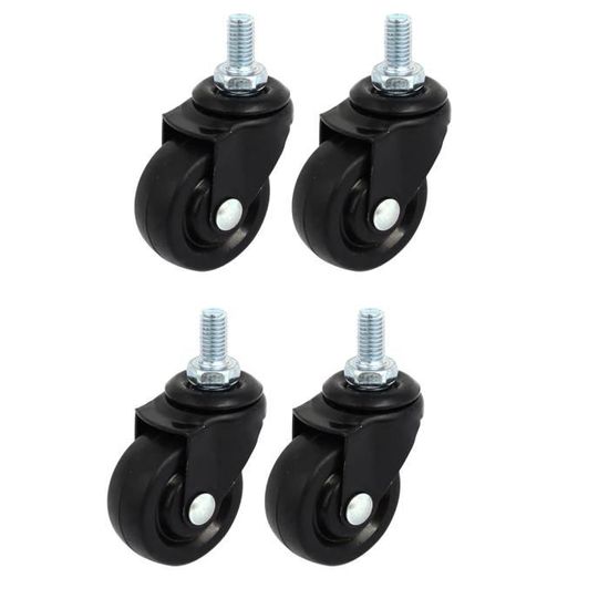 Roulette De Meuble Pivotante Double Roue - Diamètre 1,5 Pouce, Tige Filetée M8x15 Mm - Noir Et Argent - Marque Uxcell
