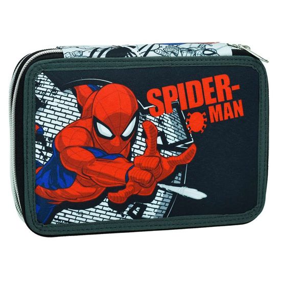 CARTOON Trousse Spiderman Marvel Multi-compartiments 3 Fermetures éclair Pour L'école Complète 44 Pièces Stylos Crayons Couleurs Feutres, Spiderman ( 1
