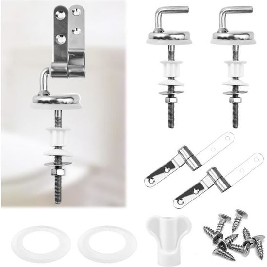 8 Pièces Fixation Abattant WC Universel Toilettes à Charnière Fixations