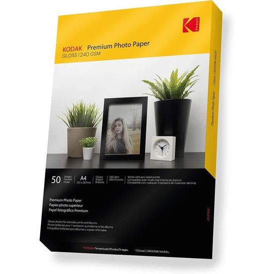 Papier Photo Brillant MR.R A4 180g/m² - 50 Feuilles - Imperméable, Séchage Rapide - Pour Jet D'encre