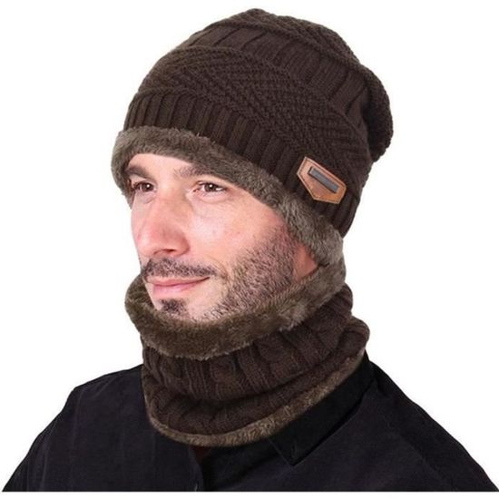 Bonnet Beanie D'hiver Homme Avec Doublure Polaire - Tricoté, élastique, Pour Ski, Sports, Quotidien