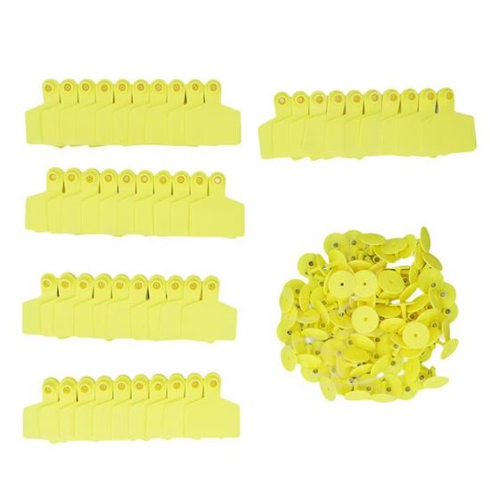 Lot De 100 étiquettes D’oreille Vierges Pour Bétail – En Plastique Jaune, Avec Boucle En Cuivre - 2