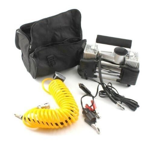Compresseur d'Air Portatif 12V Pompe Électrique Auto 55L/Min 20A Cylindre Double