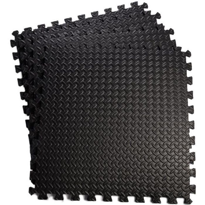 12 Dalles Tapis de Protection de Sol Puzzle Tapis de Jeu Mousse pour Enfant / Bébé Carrées en Mousse EVA 60 x 60 x 1, 2 CM Noir
