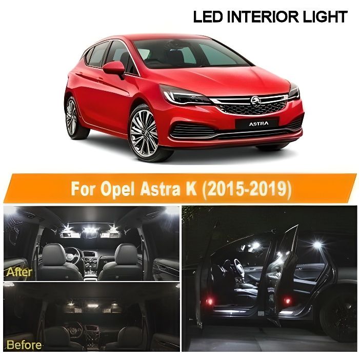 Pack Ampoules pour Opel Astra K OPC GTC Blanc éclairage intérieur 6000K