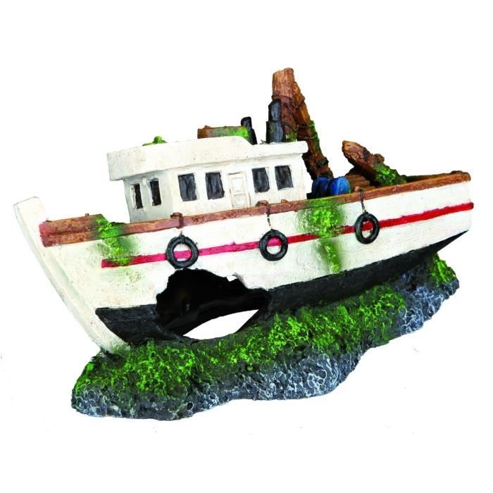 TRIXIE Décoration Barque de pêche 15 cm pour aquarium