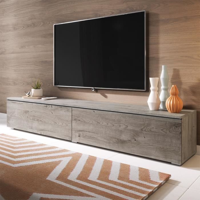 Meuble TV / Meuble de salon - KANE - 180 cm - chêne gris - sans LED - style moderne