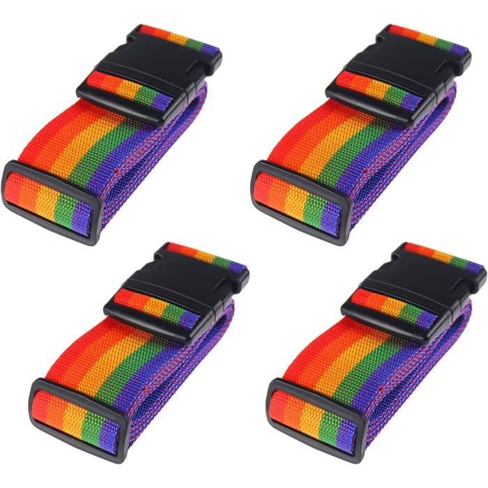 4 Pièces Iridescent Sangles réglables pour Bagage, Sangle Valise Voyage, Securite Accessoire de Voyage, Ceinture Valise