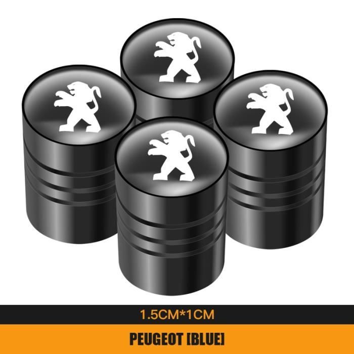 Taille Un noir Bouchons de tige de Valve de pneu de roue de voiture en métal, 4 pièces, pour Peugeot 206 307 308 3008 207 208 407