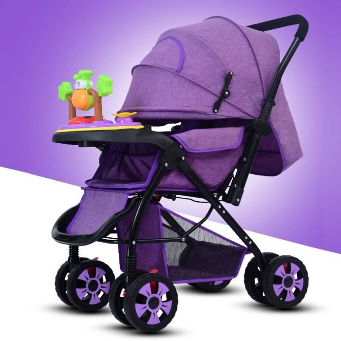 Poussette citadine bébé bidirectionnel pliable Haute-Vue Boîte à musique s'asseoir s'allonger cadeaux tous les saisons Violet