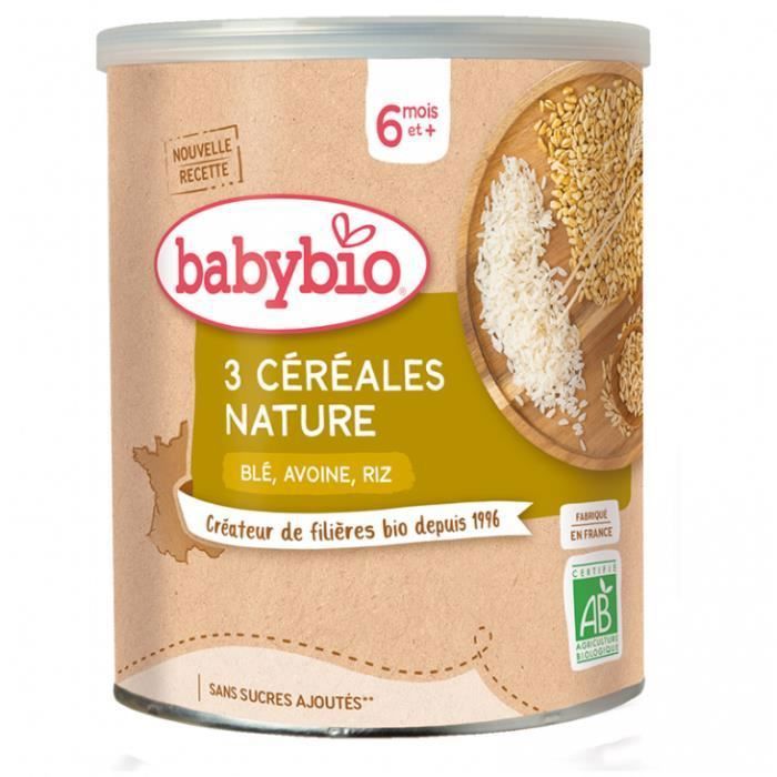 Babybio - 3 Céréales Nature - Bio - 220g - Dès 6 mois