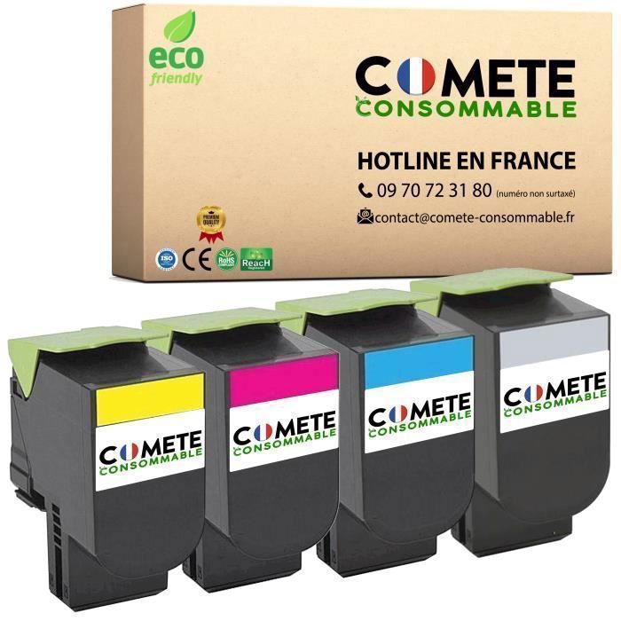 Comète Consommable® Pack de 4 TONER COMPATIBLE PREMIUM LEXMARK 802 802H 802 XL GRANDE CAPACITE CX310 CX310n CX310dn CX410 CX510