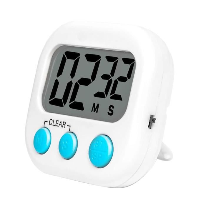 Digital Electronic Cuisine Minuterie Cuisine Horlogerie Minute Deuxième comptage Compte à rebours Grand écran LCD Blanc