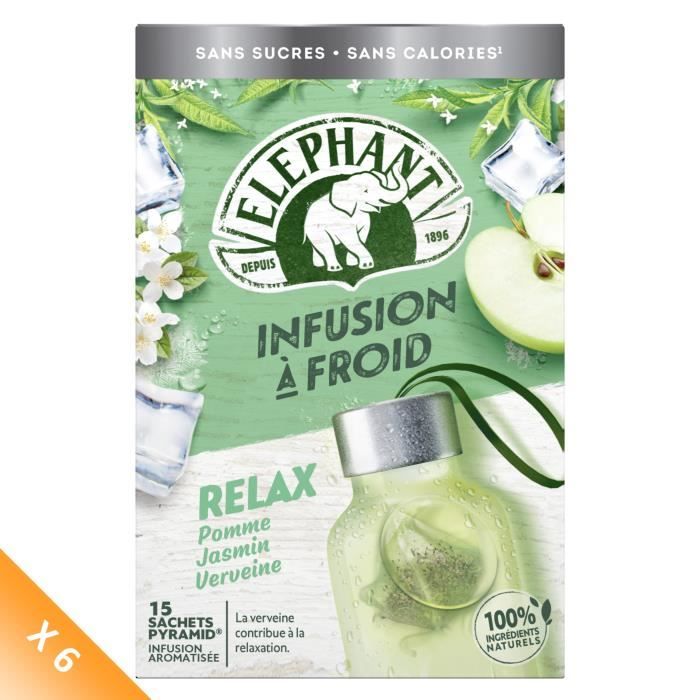 Lot de 6 - ELEPHANT Infusion Bien-Etre Relax Froid - 15 Sachets Pyramid