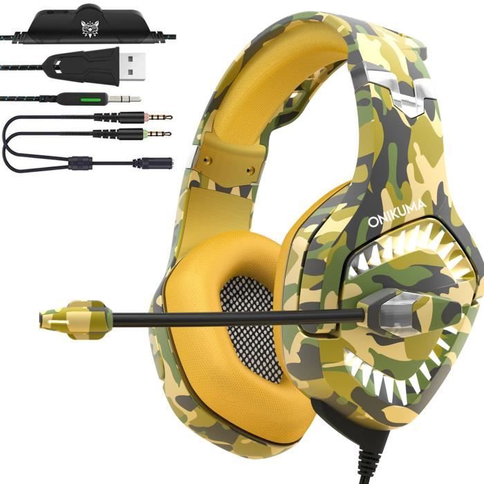 ONIKUMA K1-Pro Casque de jeu pour PS4, Xbox One, PC Stéréo Gaming Casque Surround Sound PS4 Casque avec micro anti-bruit