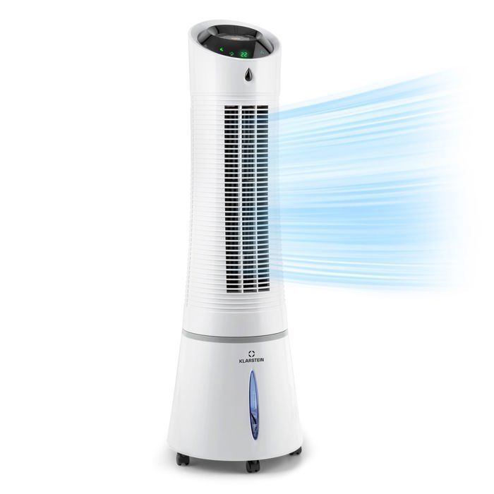 Rafraîchisseur d'air connecté - Klarstein Skycraper Ice Smart - Ventilateur - Purificateur & humidificateur - Blanc