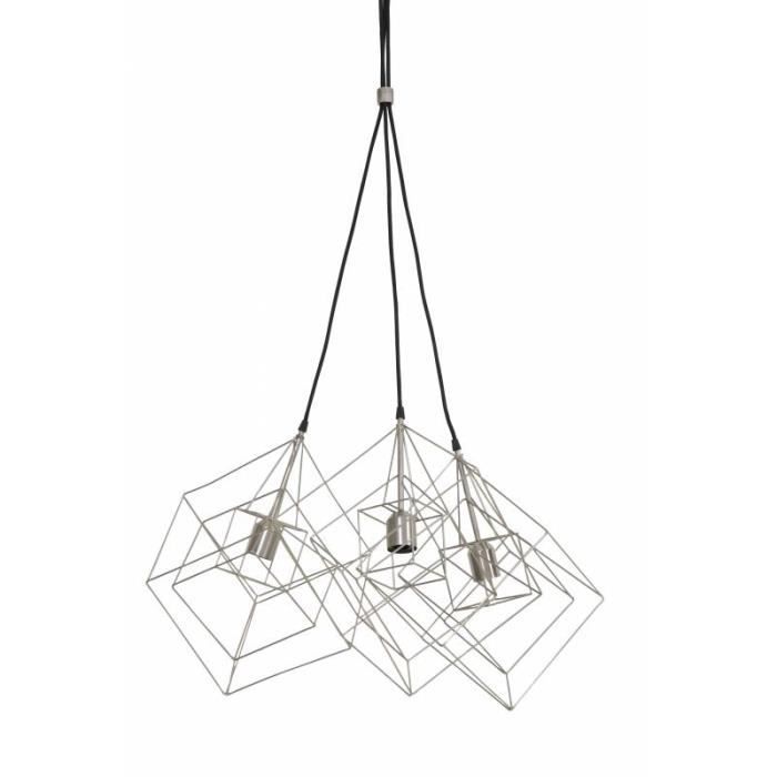Luminaires Multiples à Suspendre KUBINKA Eclairage Moderne Suspension Géométrique en Métal Patiné Etain 25x25x26cm
