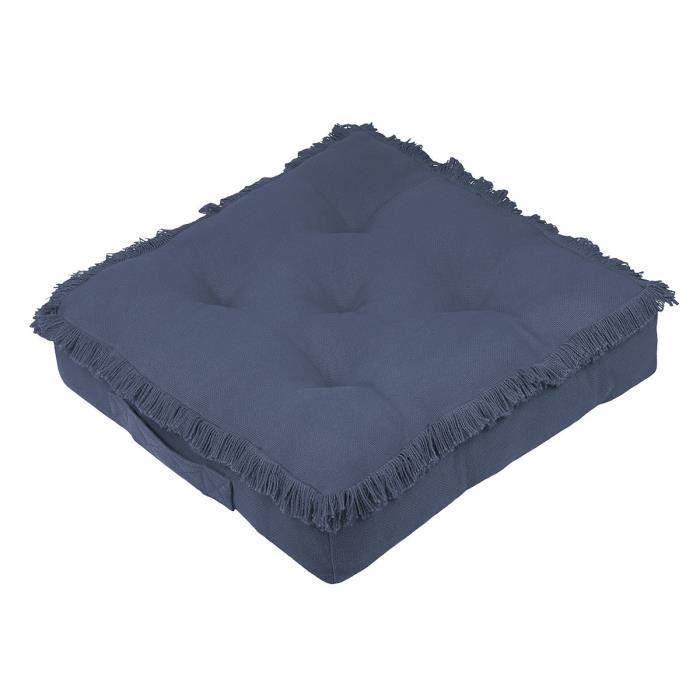 Coussin de sol 45x45 cm Prague marine coton 45 X 45 Bleu