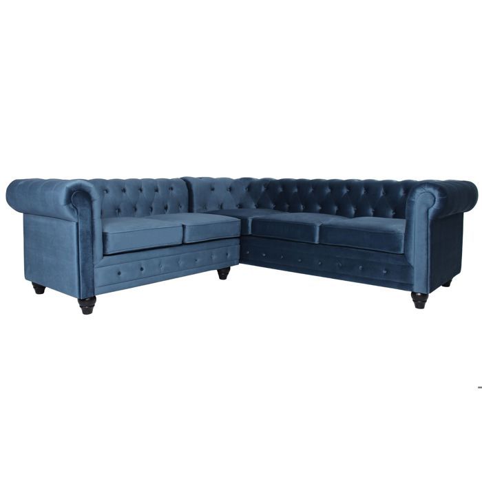 Canapé d'angle Bleu Velours Design Confort