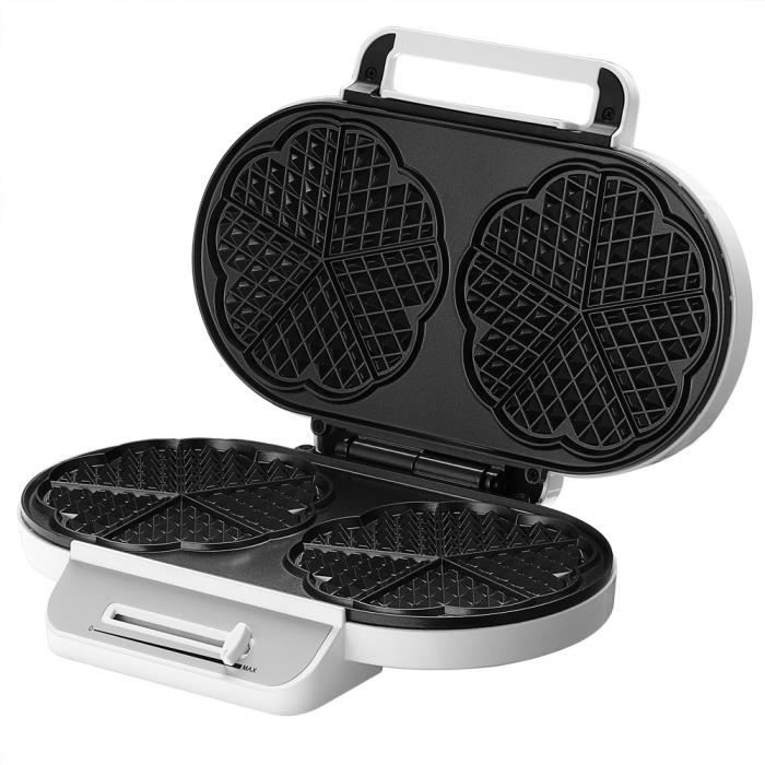 Gaufrier 1200 W sans BPA Gaufrier double plaques antiadhésives Gaufres en forme de coeur
